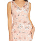 Adrianna Papell Women's Embellished Illusion V Neck Dress Brown Size 14 Petite