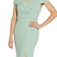 Adrianna Papell Women's Off The Shoulder Crepe Gown Green Size 10