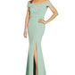 Adrianna Papell Women's Off The Shoulder Crepe Gown Green Size 10