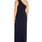 Adrianna Papell Women's One Shoulder Rhinestone Embellished Jumpsuit Blue Size 18W