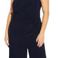 Adrianna Papell Women's One Shoulder Rhinestone Embellished Jumpsuit Blue Size 18W