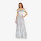 Adrianna Papell Women's Embroidered Floral Off The Shoulder Gown Blue Size 16