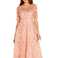 Adrianna Papell Women's Embroidered Fit & Flare Dress Pink Size 2
