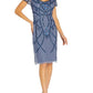 Adrianna Papell Women's Beaded Back Cutout Sheath Dress Blue Size 16