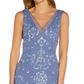ADRIANNA PAPELL Womens Blue Embellished Zippered Lined Sleeveless V Neck Maxi Party Dress Size 16