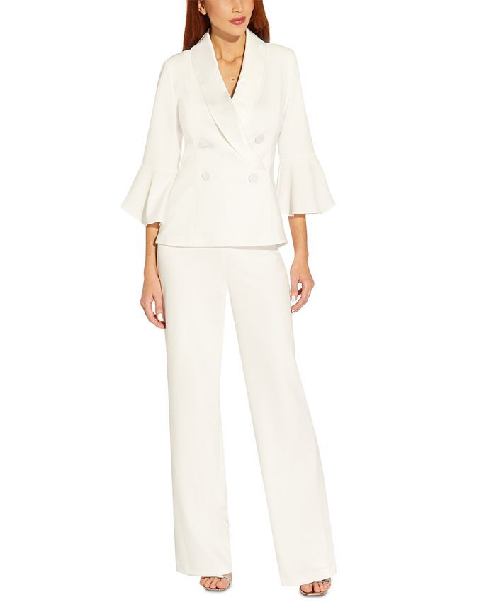 Adrianna Papell Women's Shawl Collar Bell Sleeve Blazer White Size 8