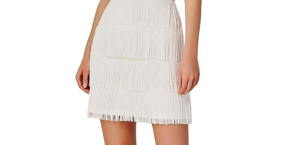Aidan Mattox Women's Scuba Mini Halter Dress White Size 8