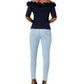 Adrianna Papell Women's Ruffled Off The Shoulder Top Blue Size 10