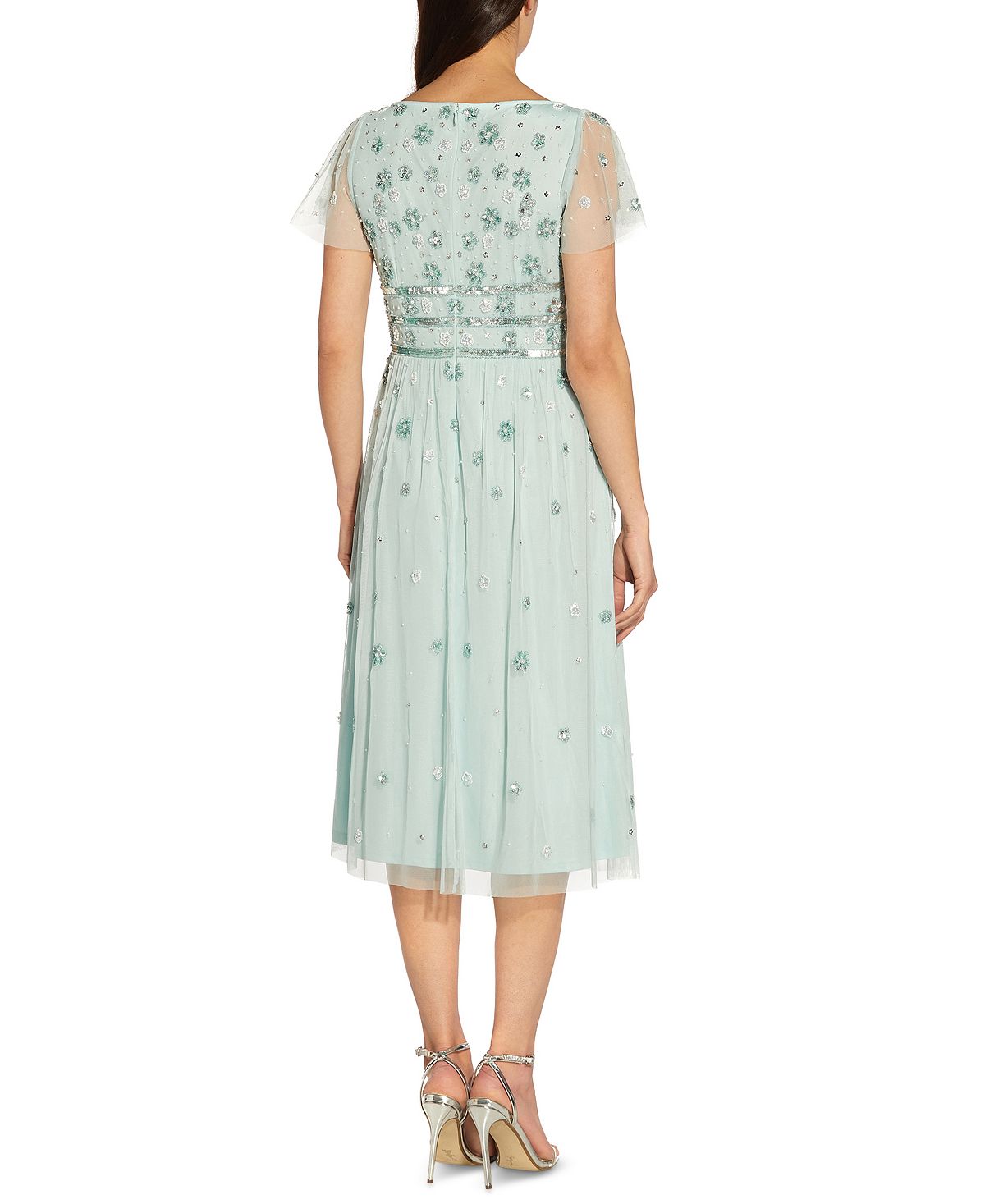 Adrianna Papell Women's Embellished Midi Dress Green Size 6