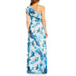 एड्रिएना पापल महिलाओं का वन-शोल्डर क्लिप डॉट गाउन नीला साइज़ 8