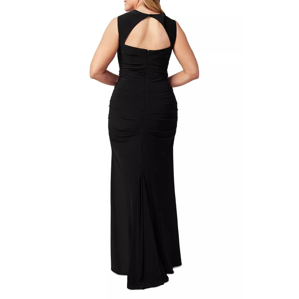Adrianna Papell Women's Sleeveless Ruched Gown Black Size 14W