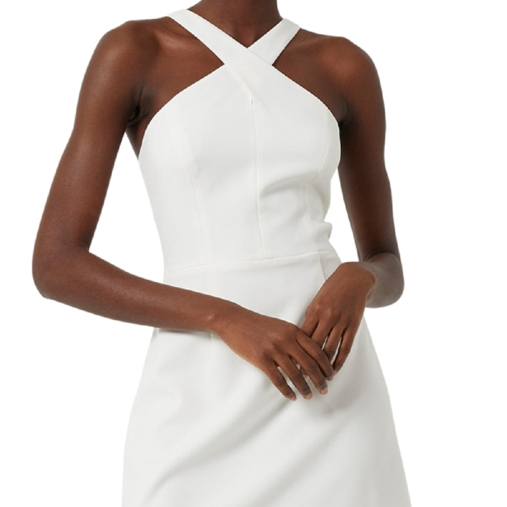 French Connection Women's Whisper Crossover Halter Neck Minidress White Size 8