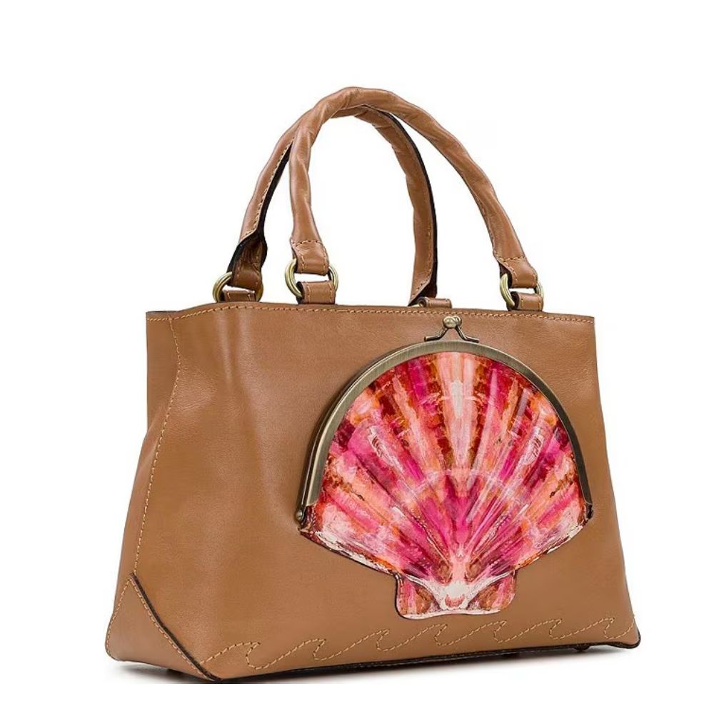 Patricia Nash Angela Satchel with Scarf - Seashell Tooled