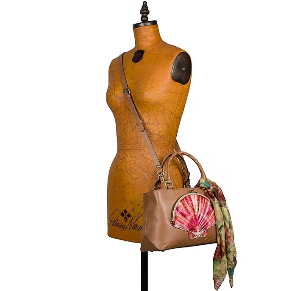 Patricia Nash Angela Satchel with Scarf - Seashell Tooled
