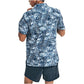 Nautica Men's Stretch Cotton Floral Print Short Sleeve Shirt Blue Size X-Small