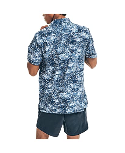 Nautica Men's Stretch Cotton Floral Print Short Sleeve Shirt Blue Size X-Small
