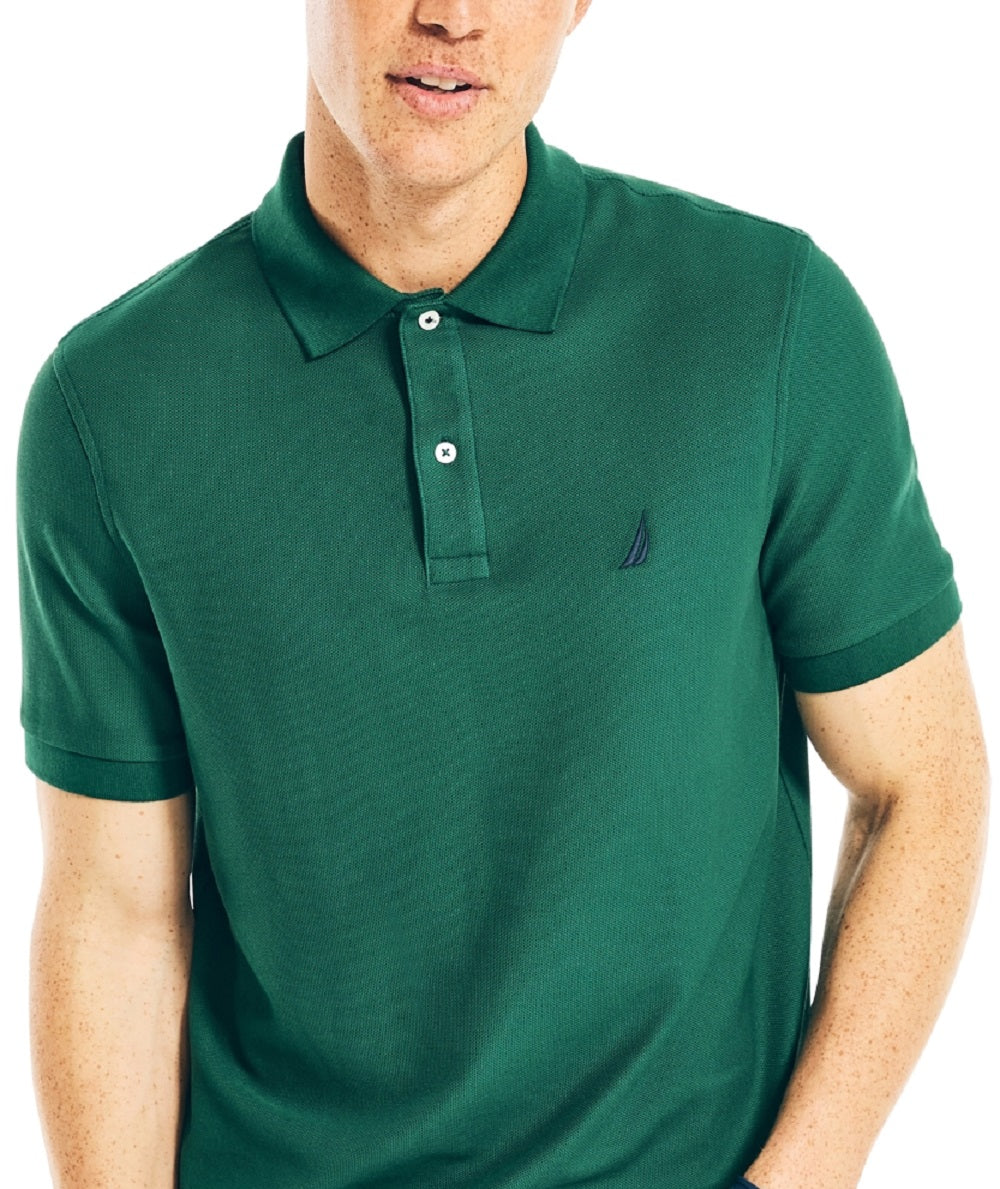 Nautica Men's Sustainably Crafted Classic Fit Deck Polo Shirt Green Size Small