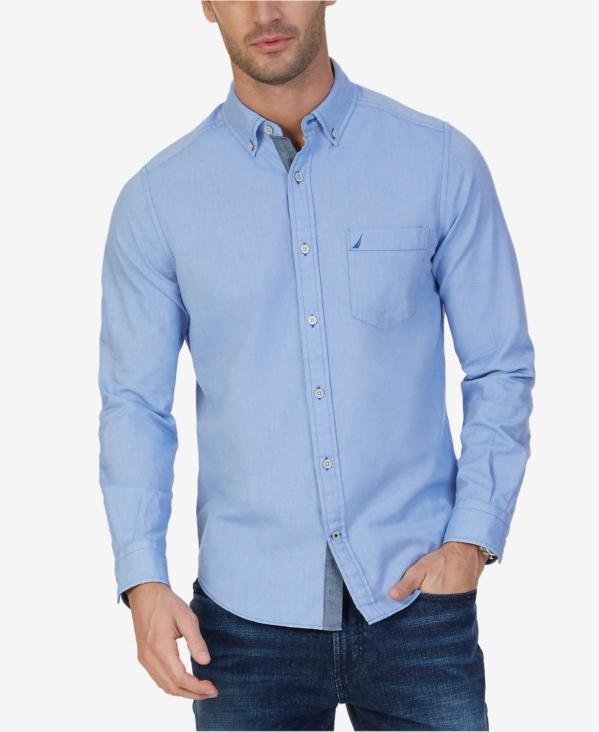 Nautica Men's Big & Tall Oxford Shirt Blue Size XXXX-Large