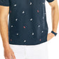 Nautica Men's Sustainably Crafted Classic Fit Critter Print Deck Polo Blue Size Large
