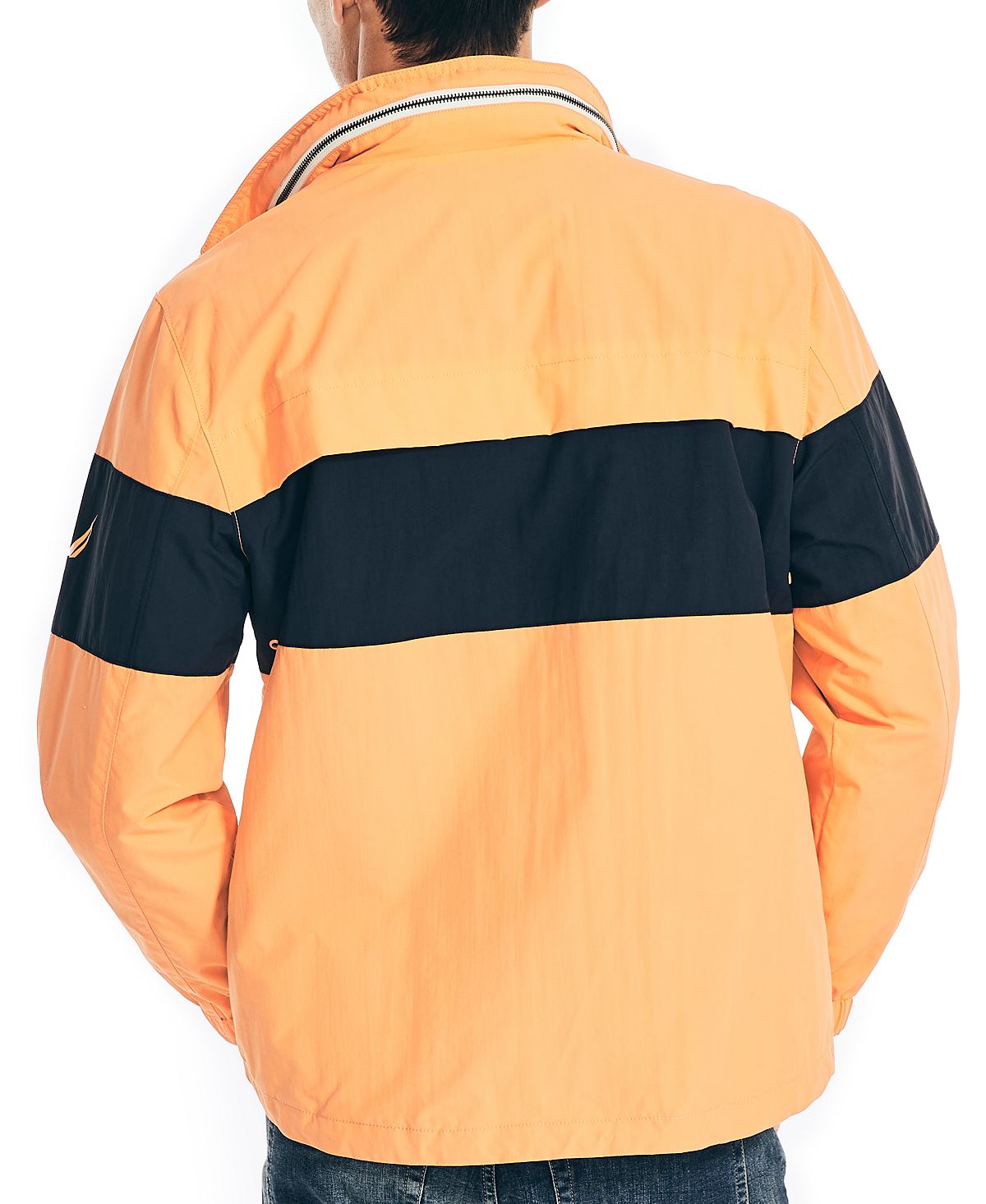 Nautica Men's Colorblock Lightweight Hooded Jacket Orange Size Large