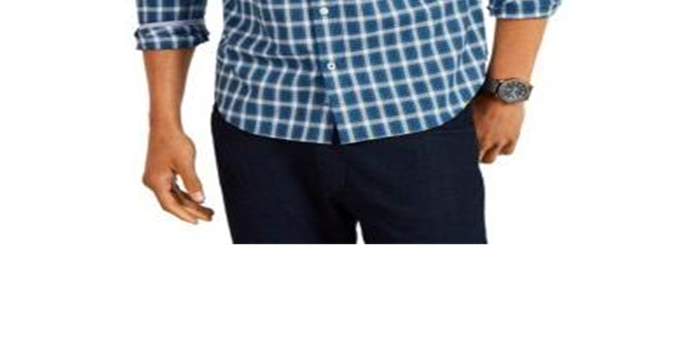 Nautica Men's Classic Fit Plaid Button Down Shirt Blue Size Large