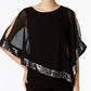 MSK Women's Sequined Chiffon Asymmetrical Blouse Black Size Petite Medium