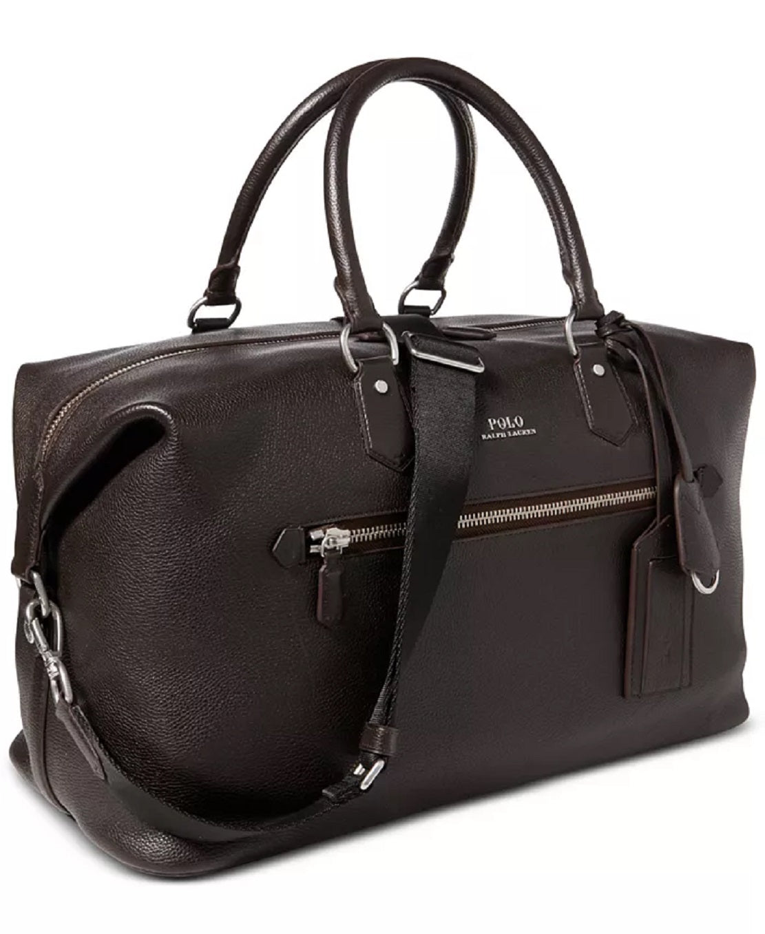 Polo Ralph Lauren Men's Pebbled Leather Duffel Bag Black Size Regular