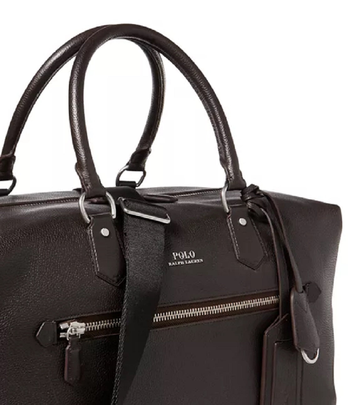 Polo Ralph Lauren Men's Pebbled Leather Duffel Bag Black Size Regular