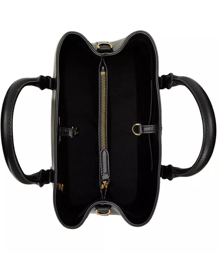 Ralph Lauren Leather Small Marcy Satchel Black Size Regular