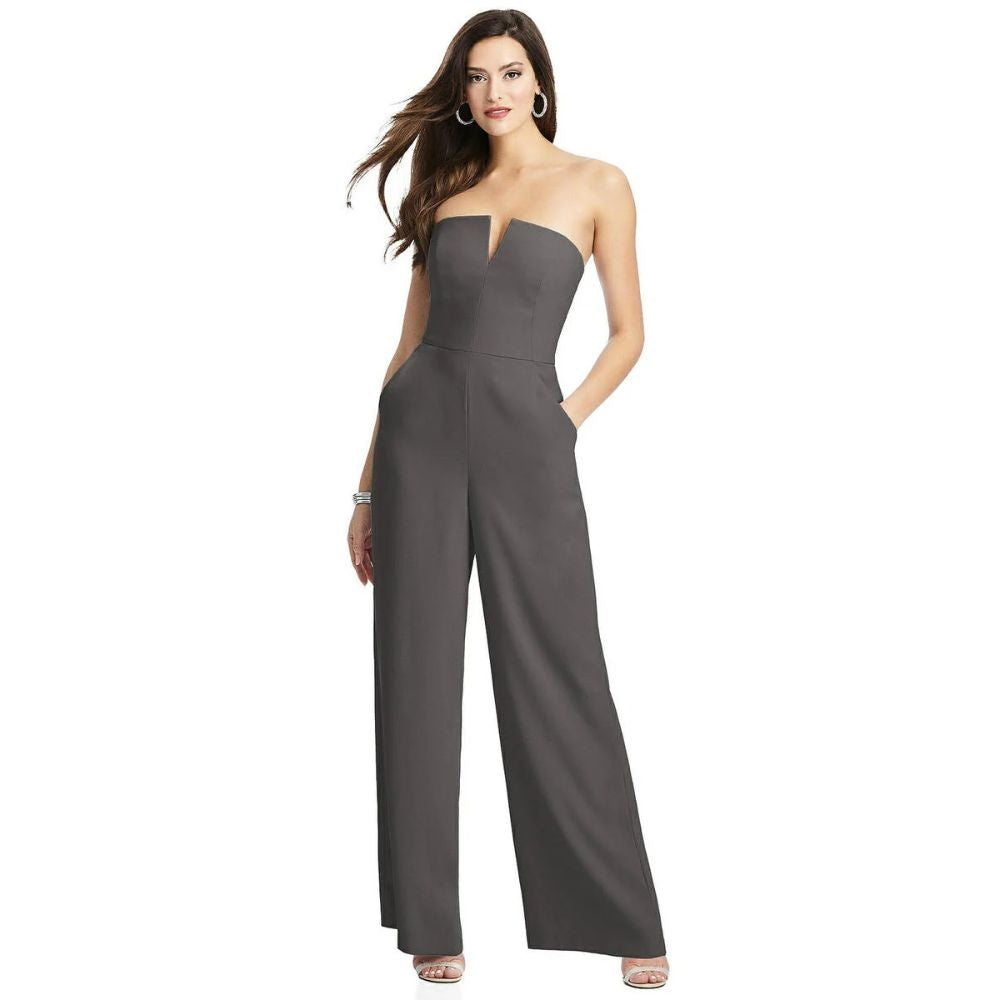Dessy Collection Women's Caviar Strapless Jumpsuit Size 10