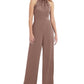 After Six Women's Halter Neck Satin Charmeuse & Crepe Jumpsuit Brown Size 0