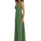 After Six Women's Vineyard Green Chiffon Gown Size 8