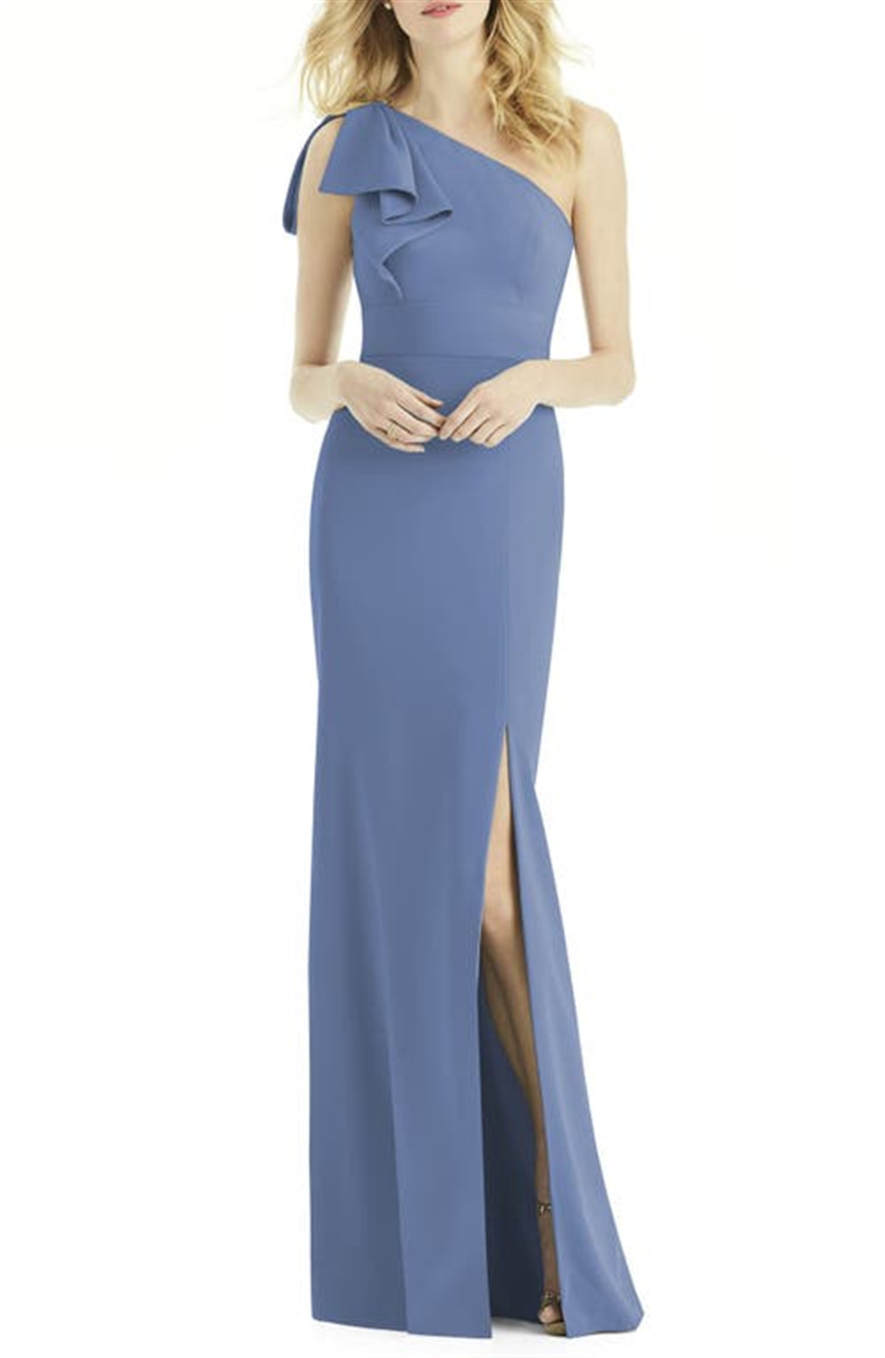 After Six Women's Larkspur Bow One-Shoulder Trumpet Gown Size 8