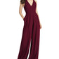Dessy Collection Women's Arielle V Neck Lux Chiffon Jumpsuit Red Size 8