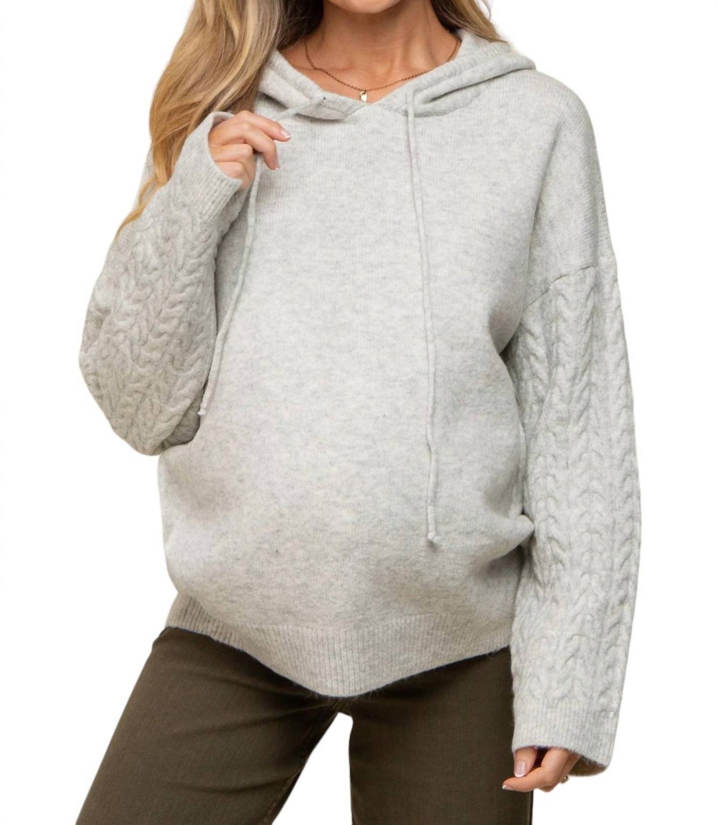 &Merci - Cable Knit Hoodie Sweater