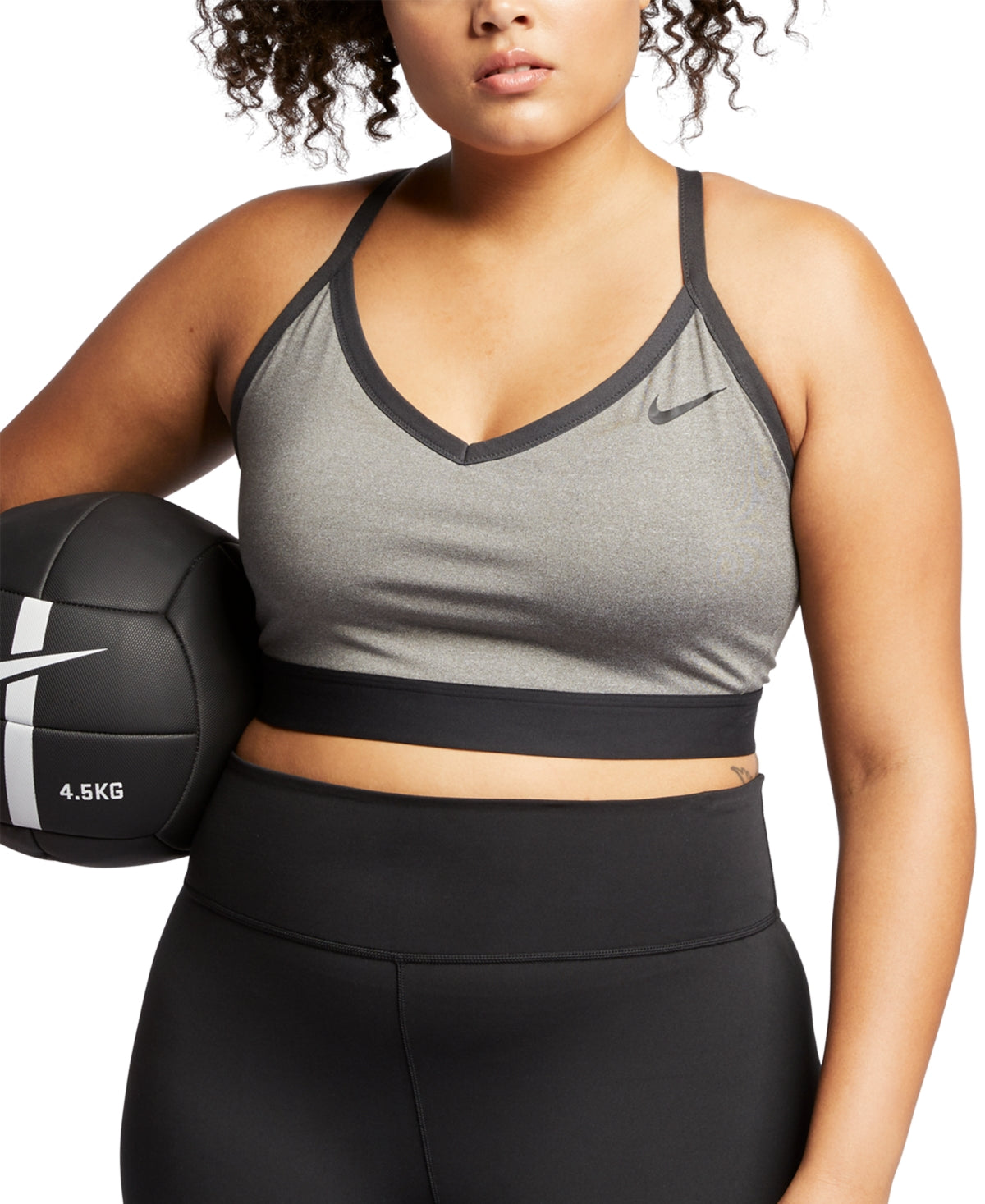 Nike Women's Plus Solid Indy Sports Bra Gray Size 2X