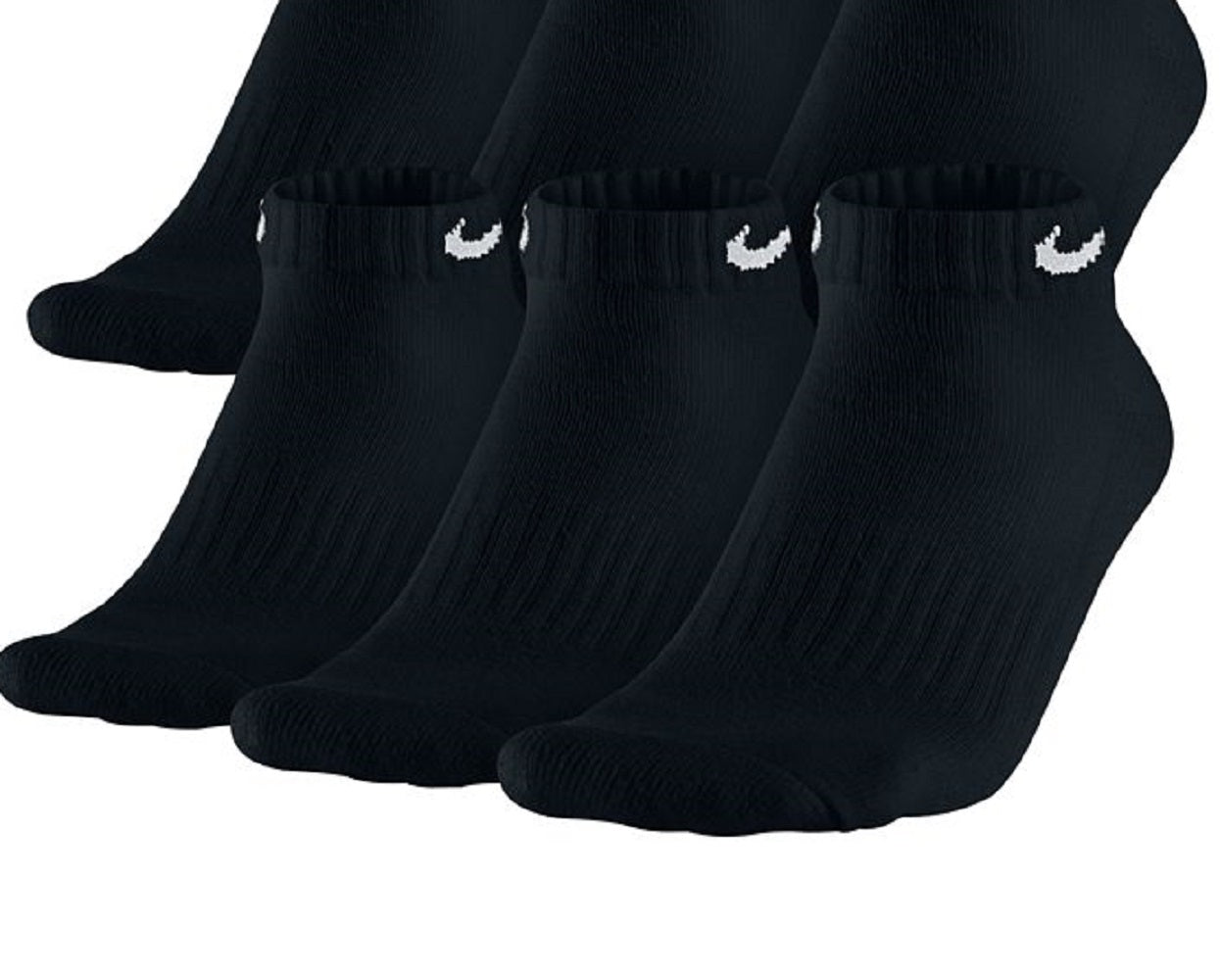 Nike Men's 6 Pack Cotton Low Cut Socks Black Size Large