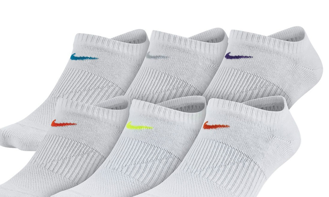 Nike Women's 6 Pk Sportswear No Show Performance Socks White Size Medium