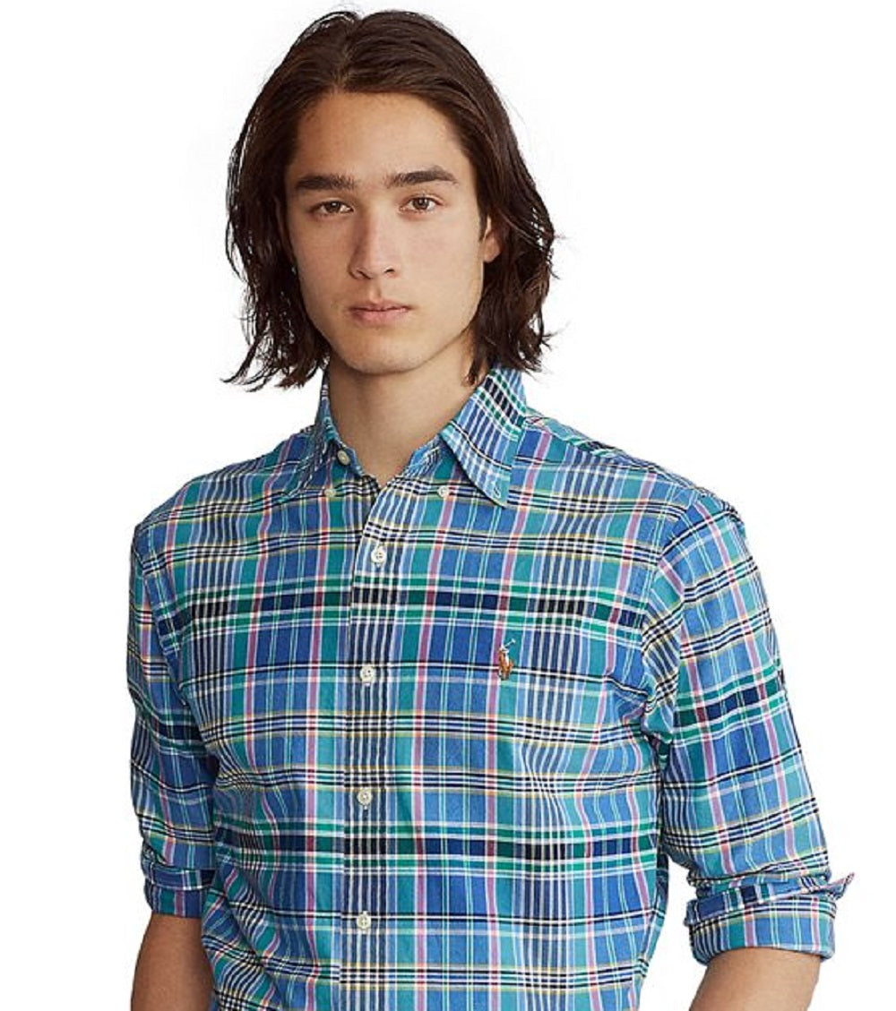 Polo Ralph Lauren Men's Classic Fit Plaid Oxford Shirt Green Size Medium
