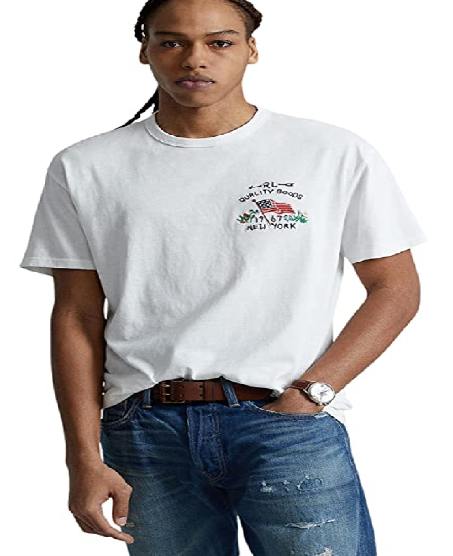 Polo Ralph Lauren Men's Classic Fit Flag Jersey T-Shirt White Size X-Large