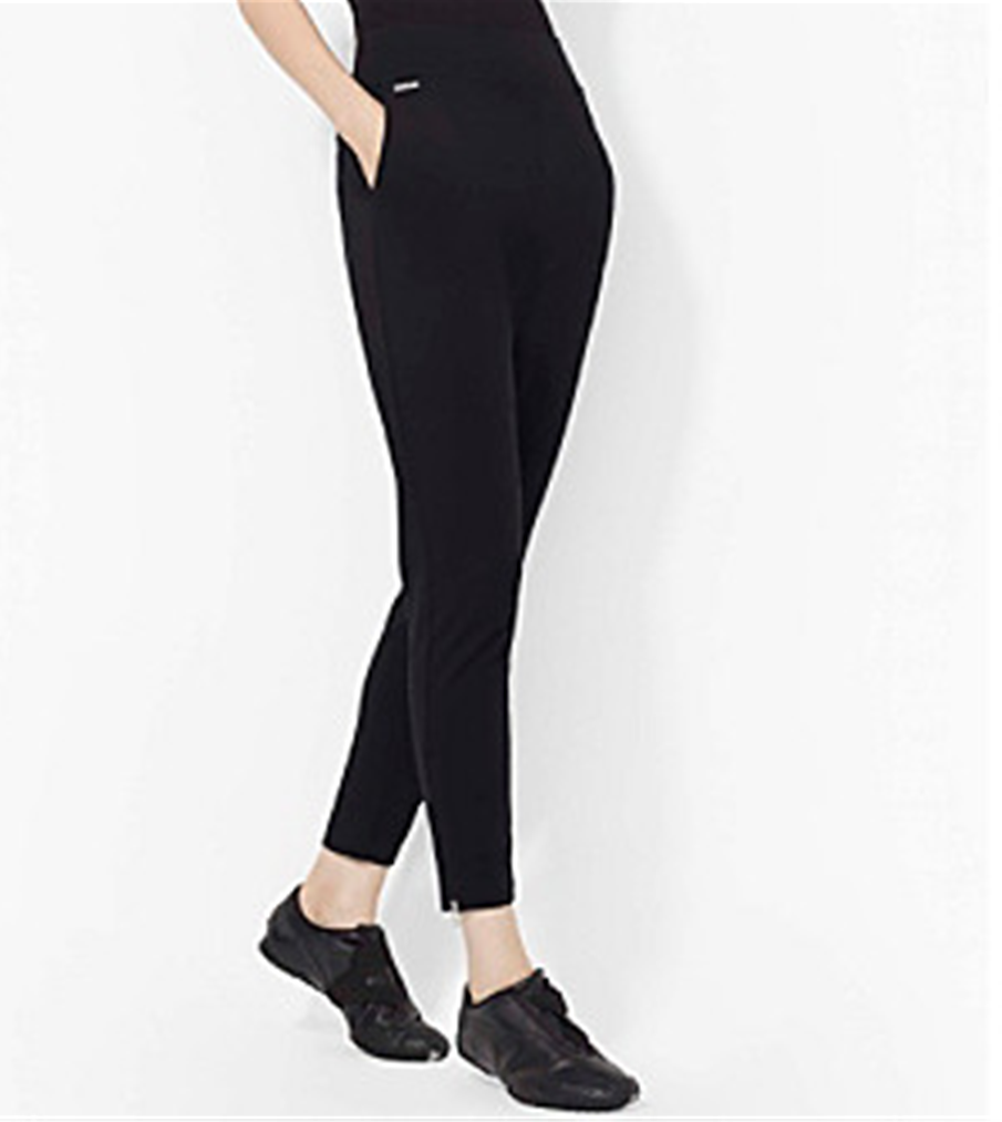 Ralph Lauren Women's Ashelay Logo Double Zipper Ankle Pants Black Size Small