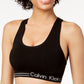 Calvin Klein Women's Padded Racerback Medium Impact Sports Bra Black Size Medium