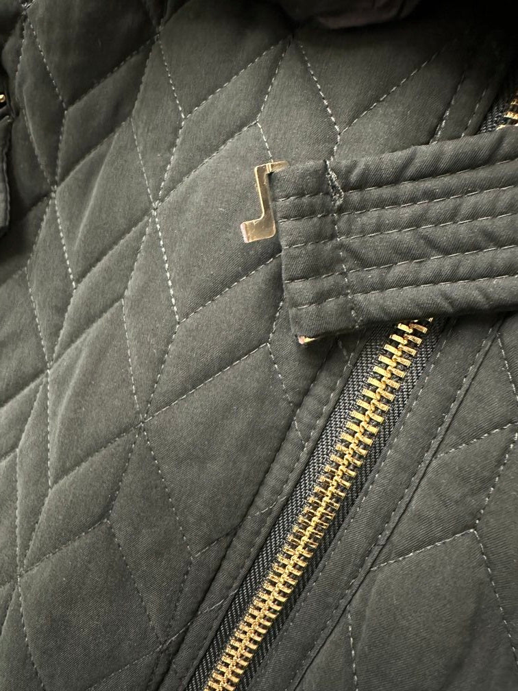 Guess Women's Asymmetric Belted Diamond-Quilted Coat Green Size L