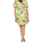 GUESS Women's Printed Puff Sleeve Bodycon Dress Yellow Size 8
