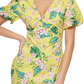 GUESS Women's Printed Puff Sleeve Bodycon Dress Yellow Size 8