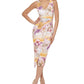 GUESS Women's Printed Knot Detail Midi Dress White Size 8