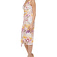 GUESS Women's Printed Knot Detail Midi Dress White Size 8