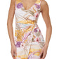 GUESS Women's Printed Knot Detail Midi Dress White Size 8