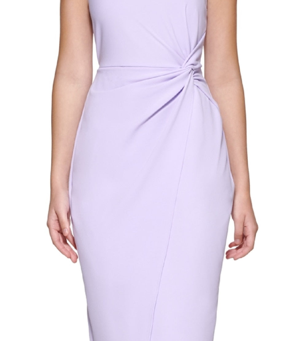 GUESS Women's Twist Front Scuba Crepe Sheath Dress Purple Size Medium