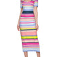 GUESS Women's Striped Ribbed Knit Midi Dress Pink Size 12